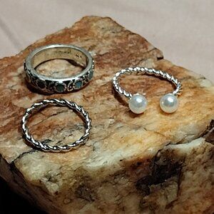 3 Silver Tone Rings
